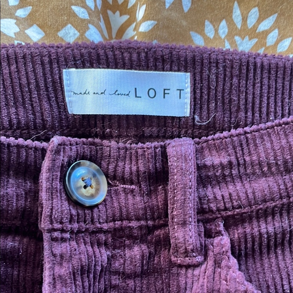 Burgundy Corduroy Straight Pants, loft size 28